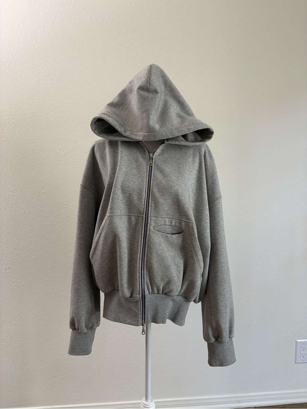 Office H Oversized Hood Zip-Up Hoodie Gray Avant Garde Jacket